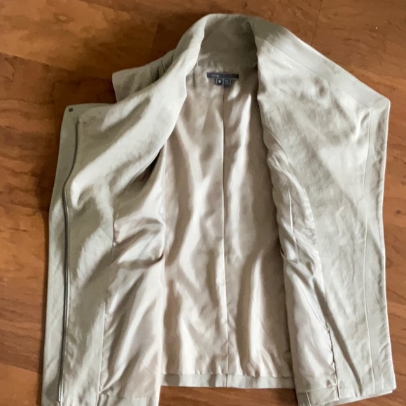 Vince Leather and Linen Asymmetrical Moto Vest-Medium - Picture 3 of 9